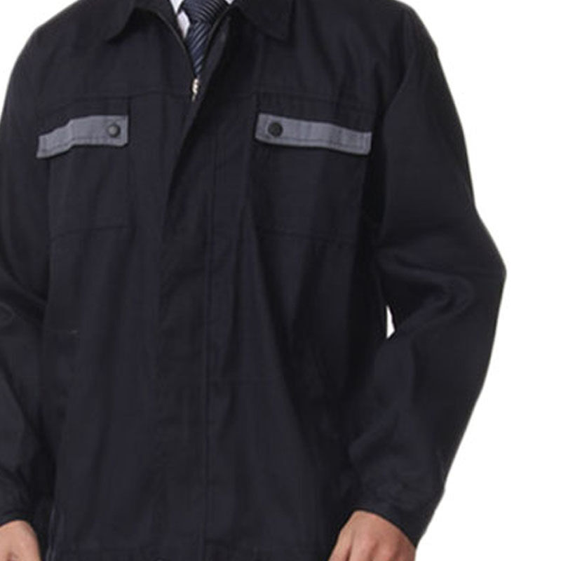 戶(hù)外尖鋒秋款003帆布灰兜蓋長(zhǎng)袖電焊汽修工裝勞保工作服套裝 黑色 165